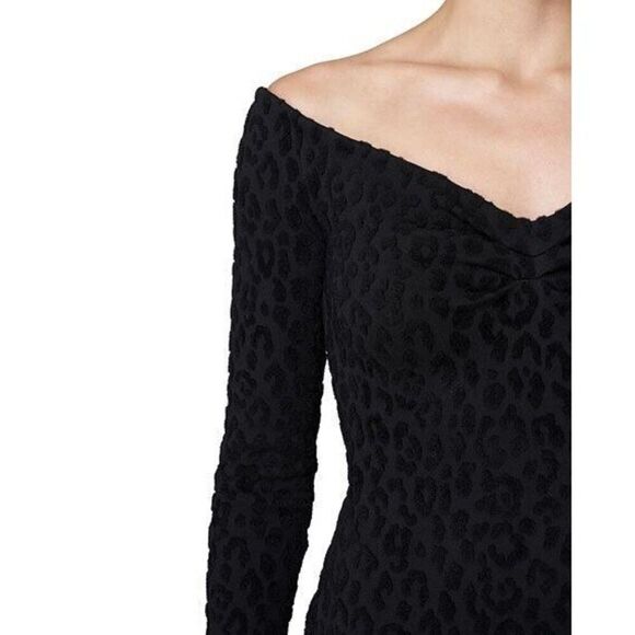 NWT. $1999Carolina Herrera Off-The-Shoulder Leopard Jacquard Midi Dress Sz XS/TP - Picture 4 of 11